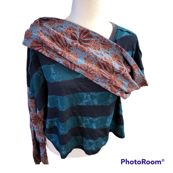 🎉HP🎉🆕️Free People Jamie Patchwork Cropped Long Sleeve Tee - Picture 7 of 9